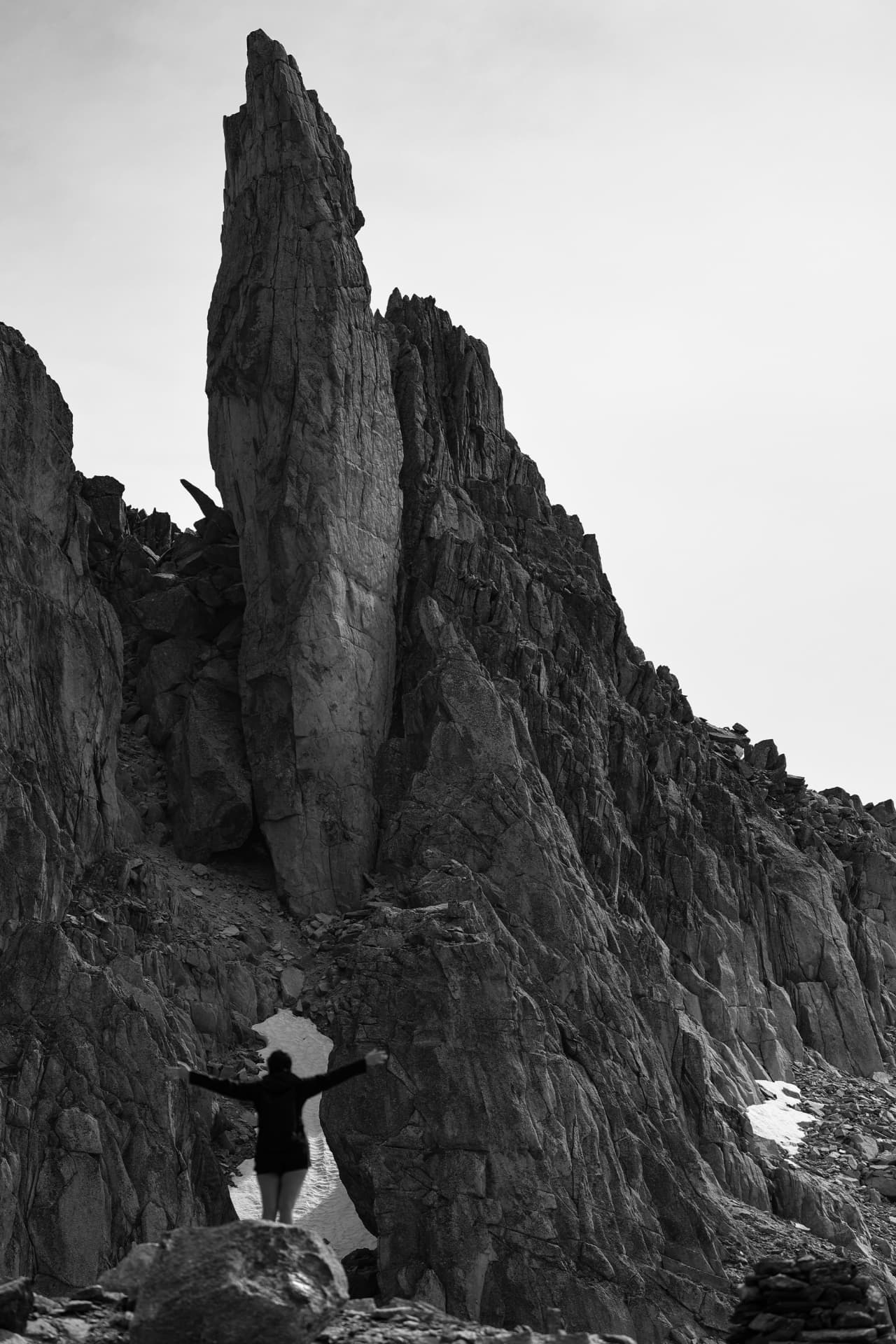 Granitnadel über dem Sidelental, Schwarzweiss