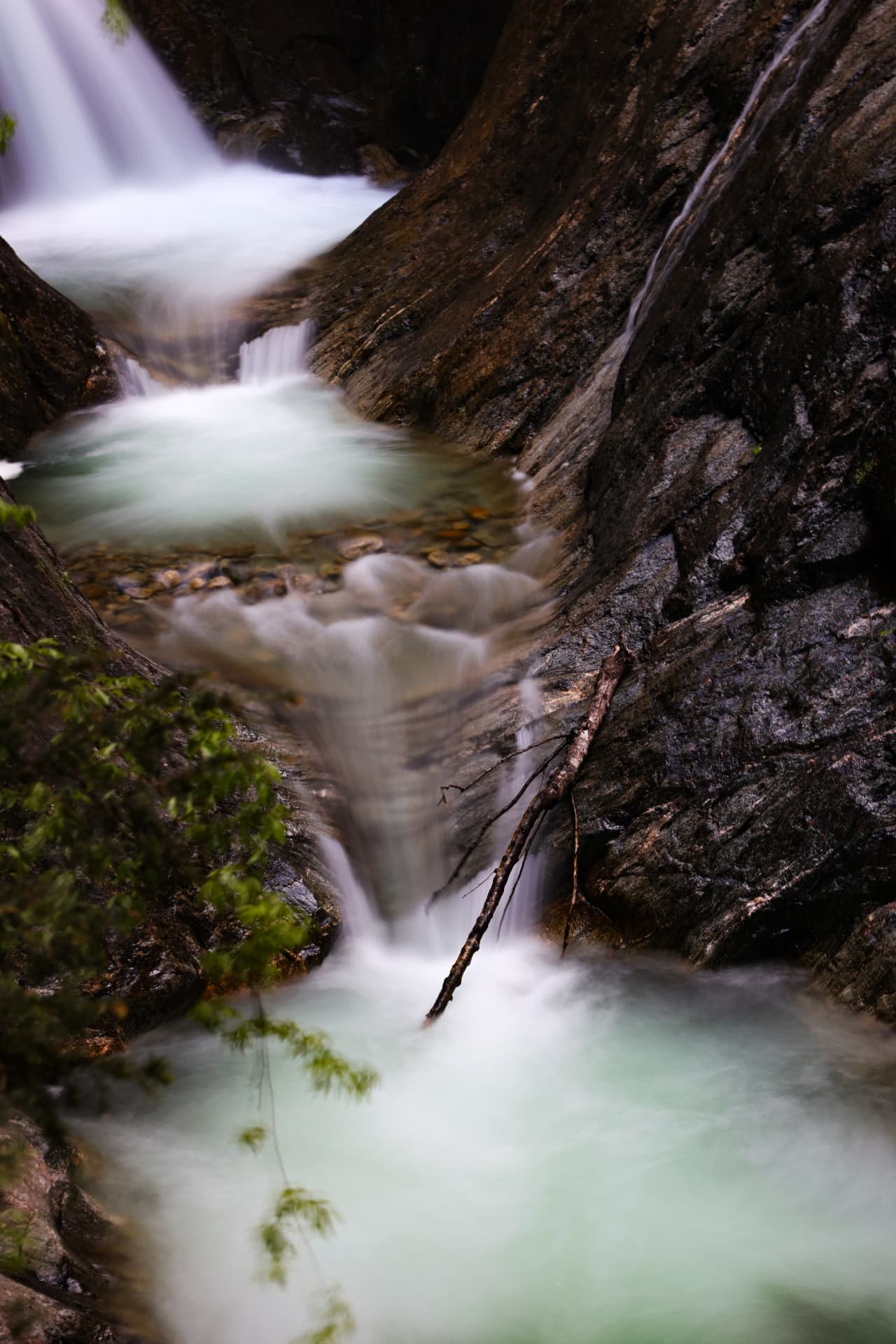 Kaskaden und grüne Kessel in den Gorges du Durnand